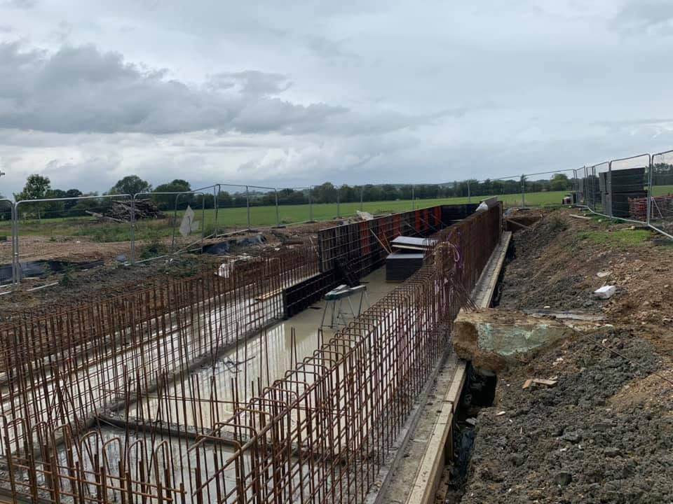 Reinforced trench footing ready for concrete