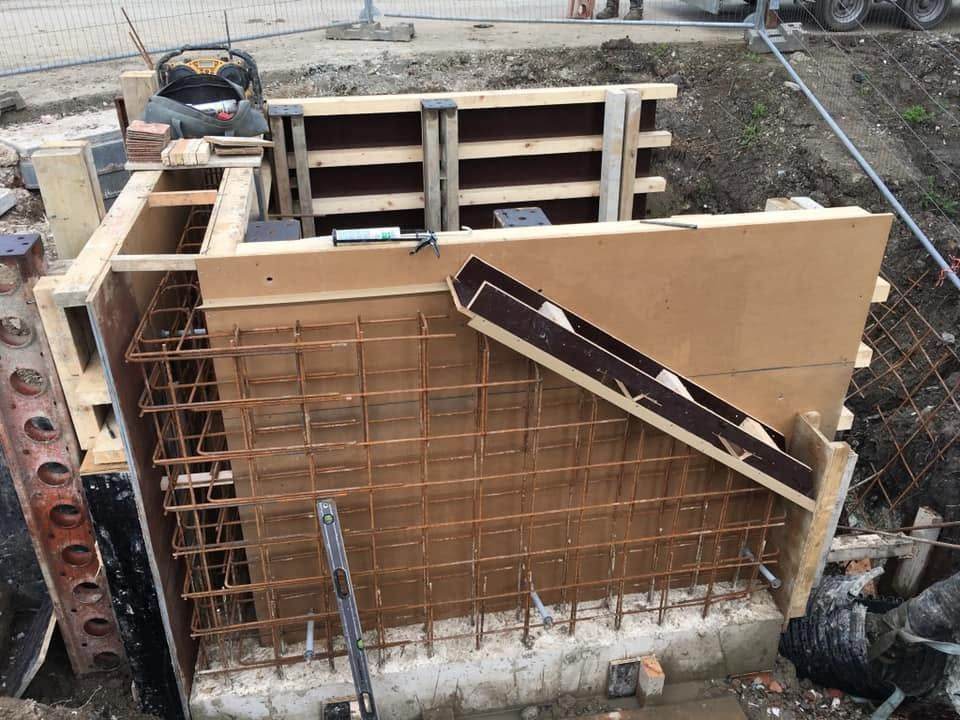 Formwork panel detail with tie rods