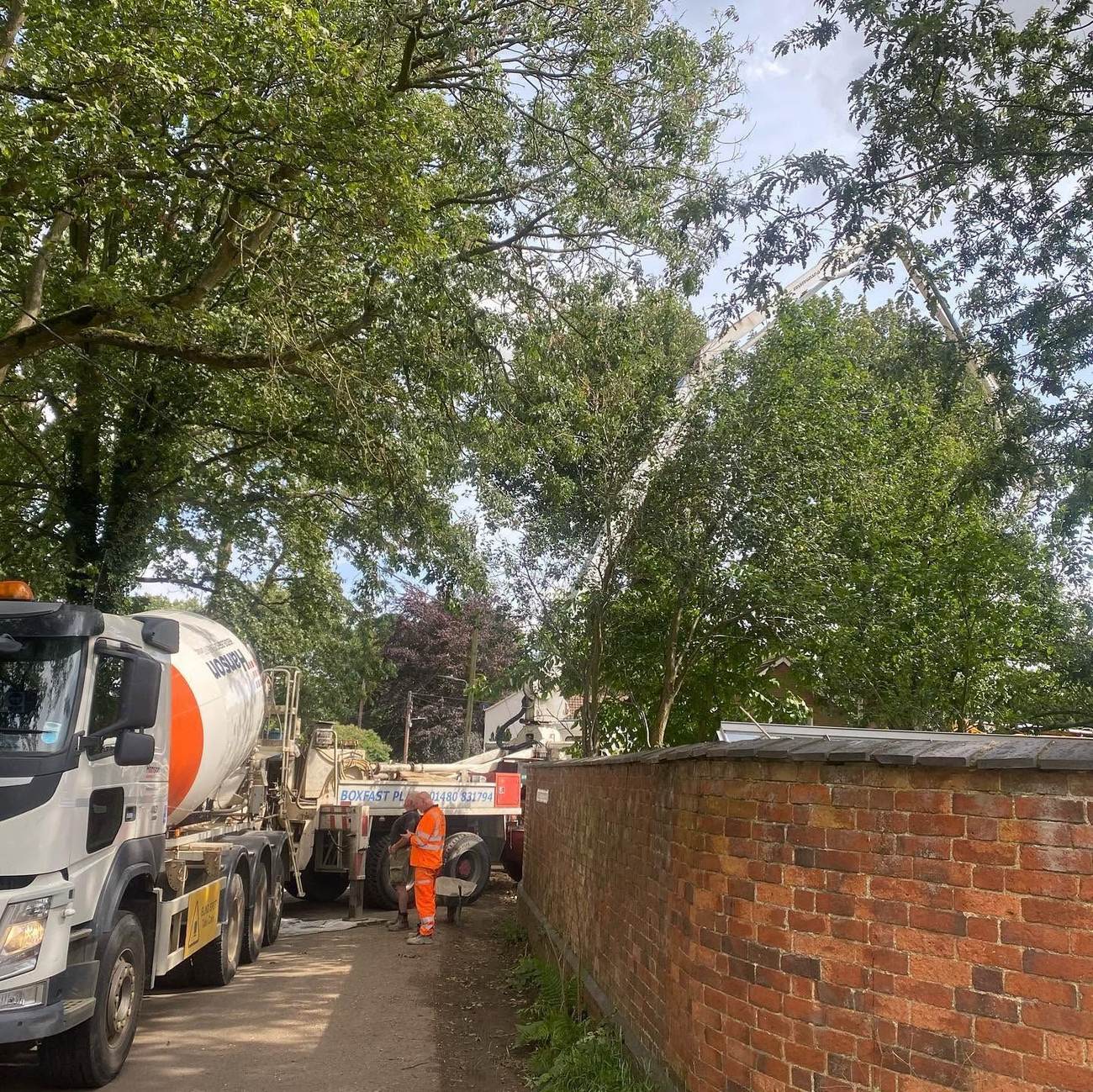 Concrete pump truck delivering to a formwork pour