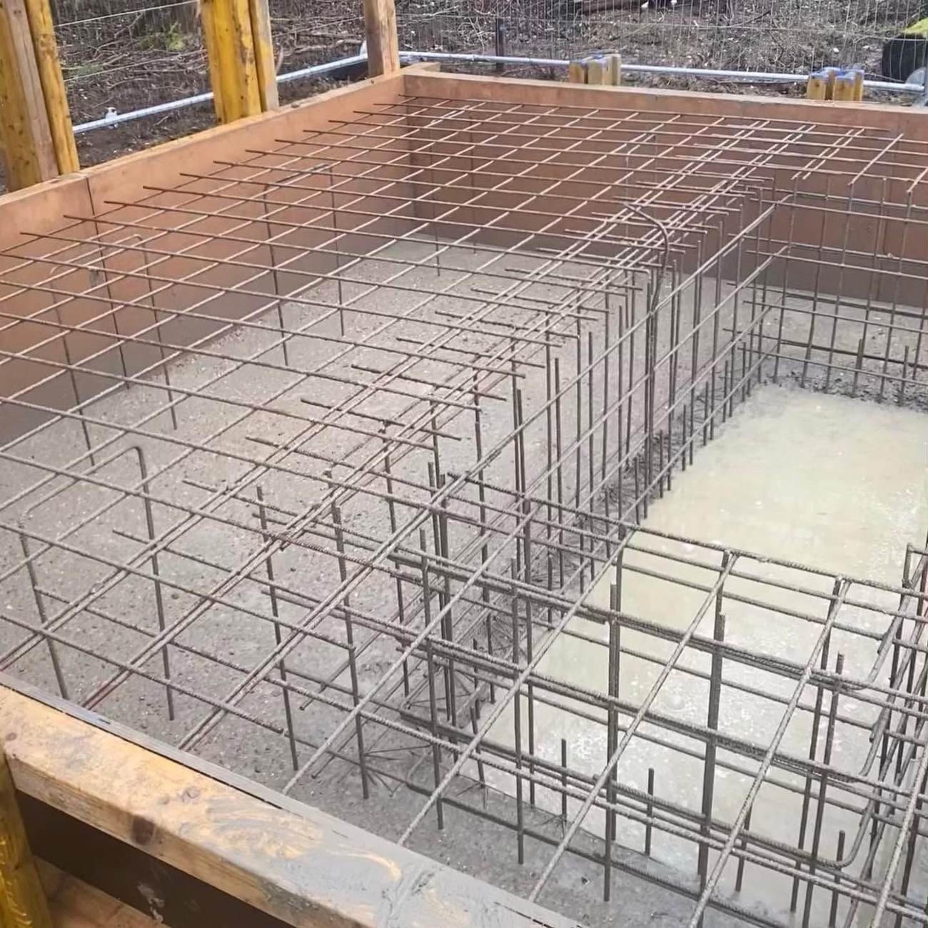 Reinforcement mesh laid ready for a slab