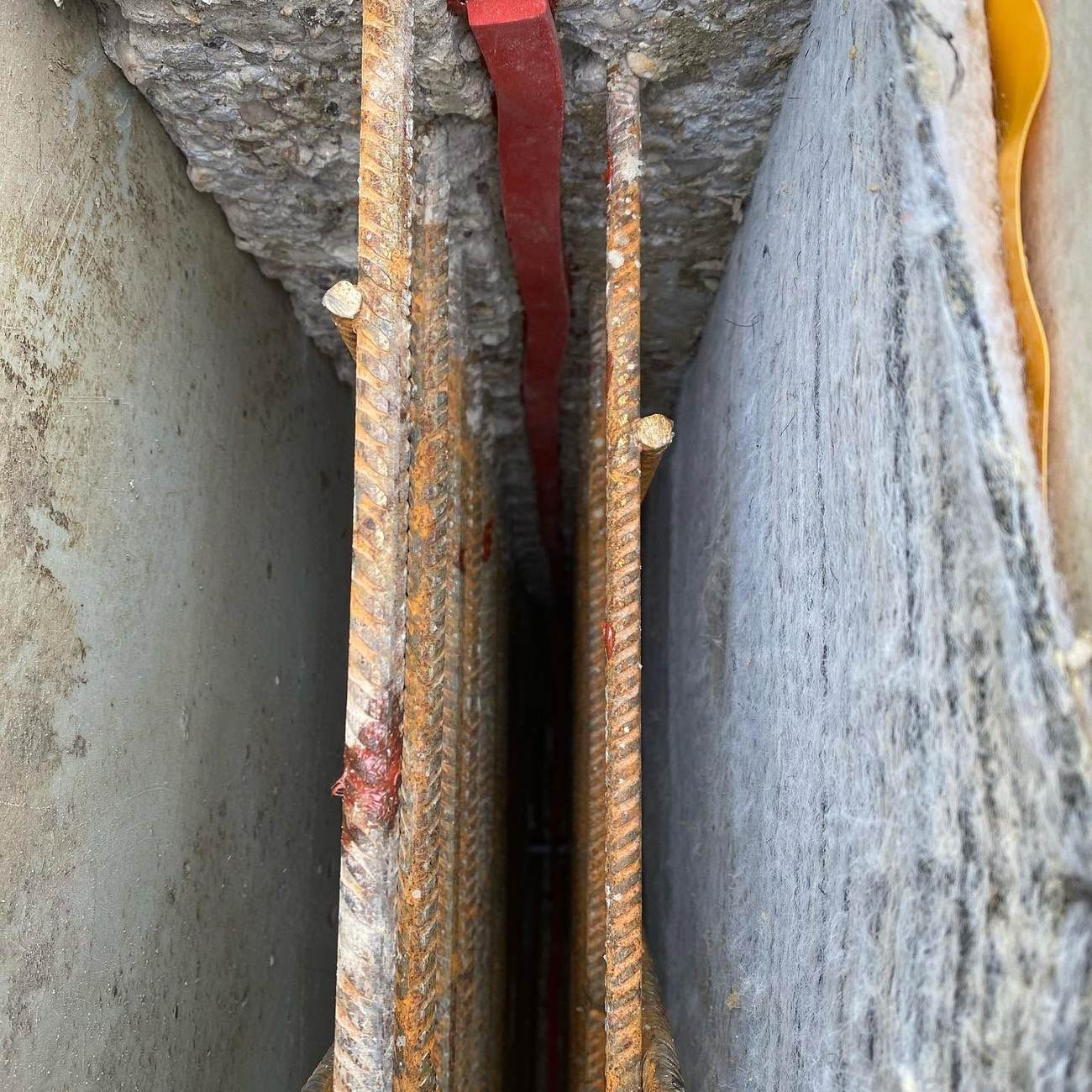 Reinforcement starter bars ready for the next pour